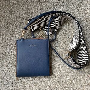 Kenzie Navy Crossbody Bag with Chevron Strap